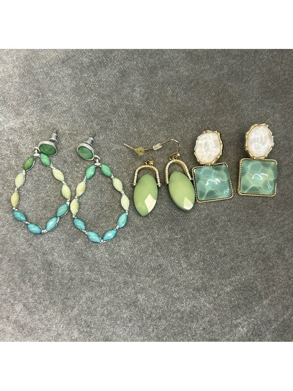 Bundle of blue cream green earrings